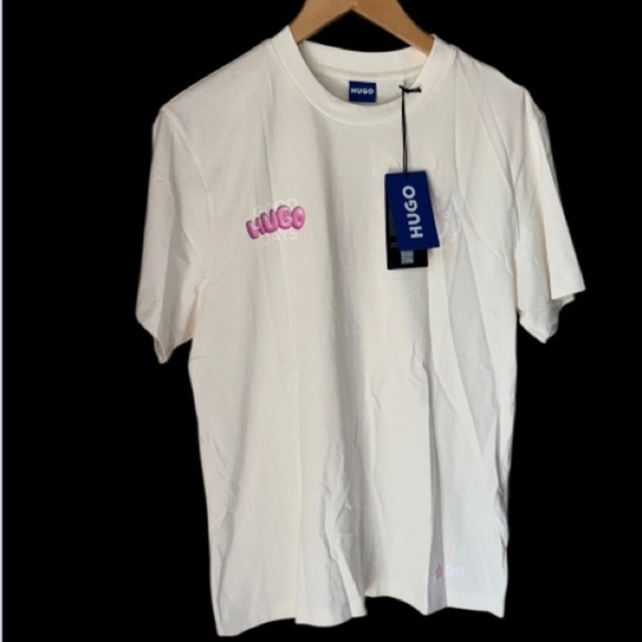 HUGO White shirt Short Sleeve Tee with Graphic Detail new small unisex - Picture 10 of 11